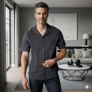 Tommy Bahama Black/Dk Gray Casual Button Down Shirt (SH-05)
